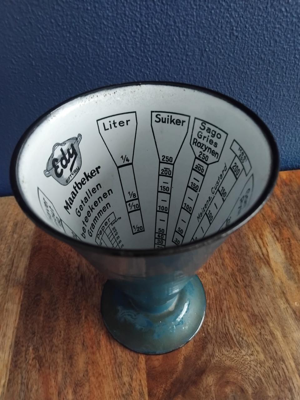 Emaille Vintage Edy maatbeker Petrolblauw