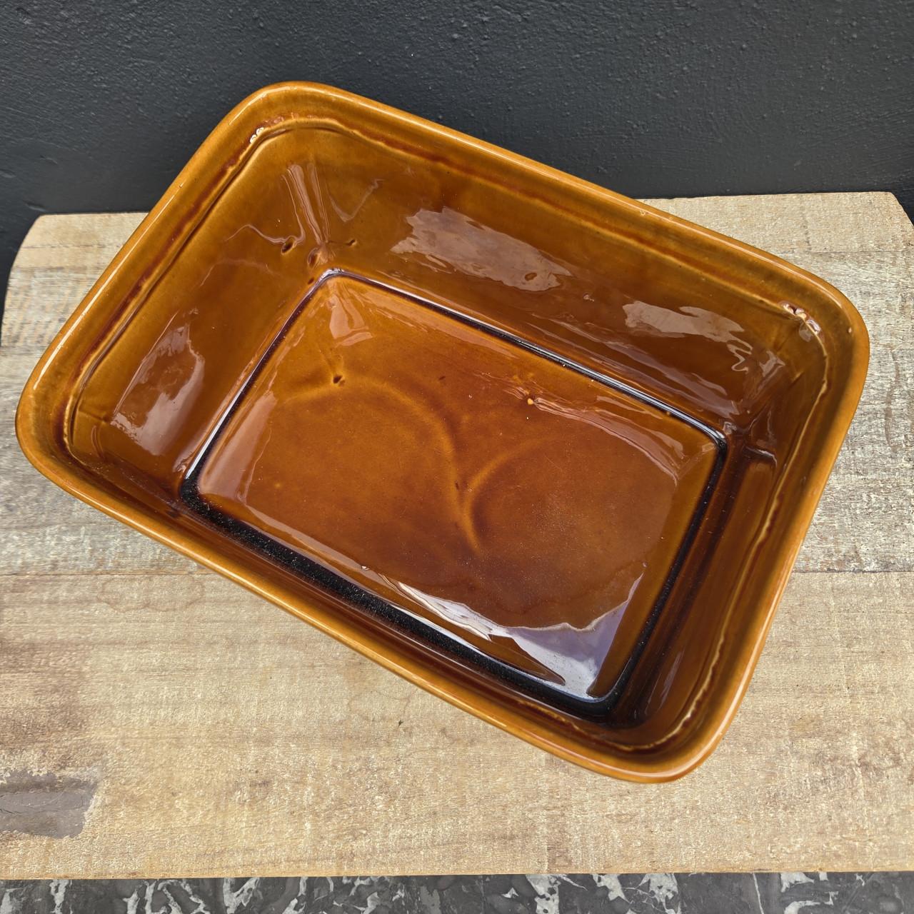 Grote brocante keramische ovenschaal eend, terrine