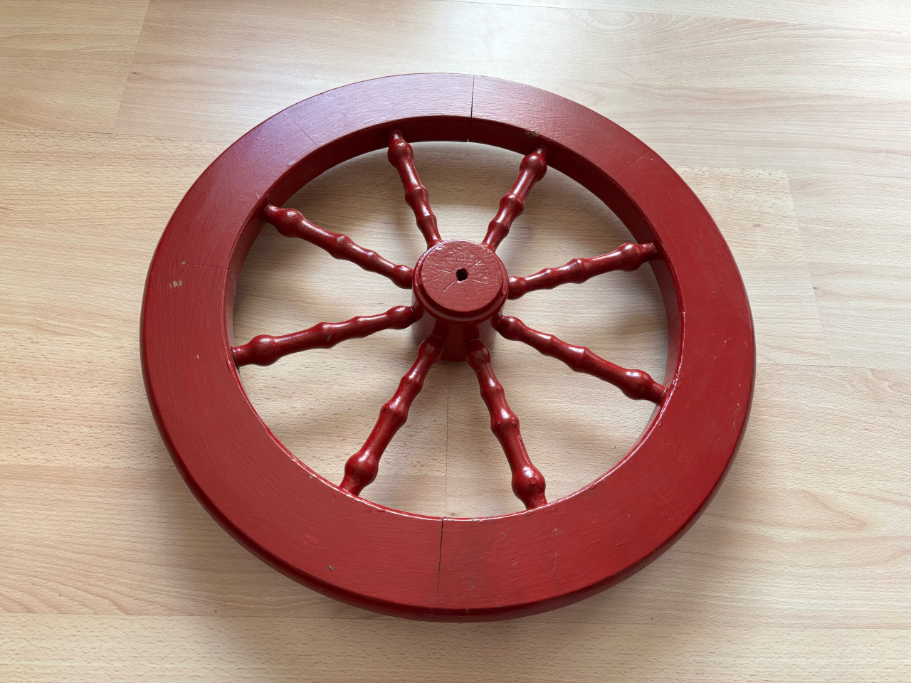 4x los houten spinnenwiel, verschillende kleur