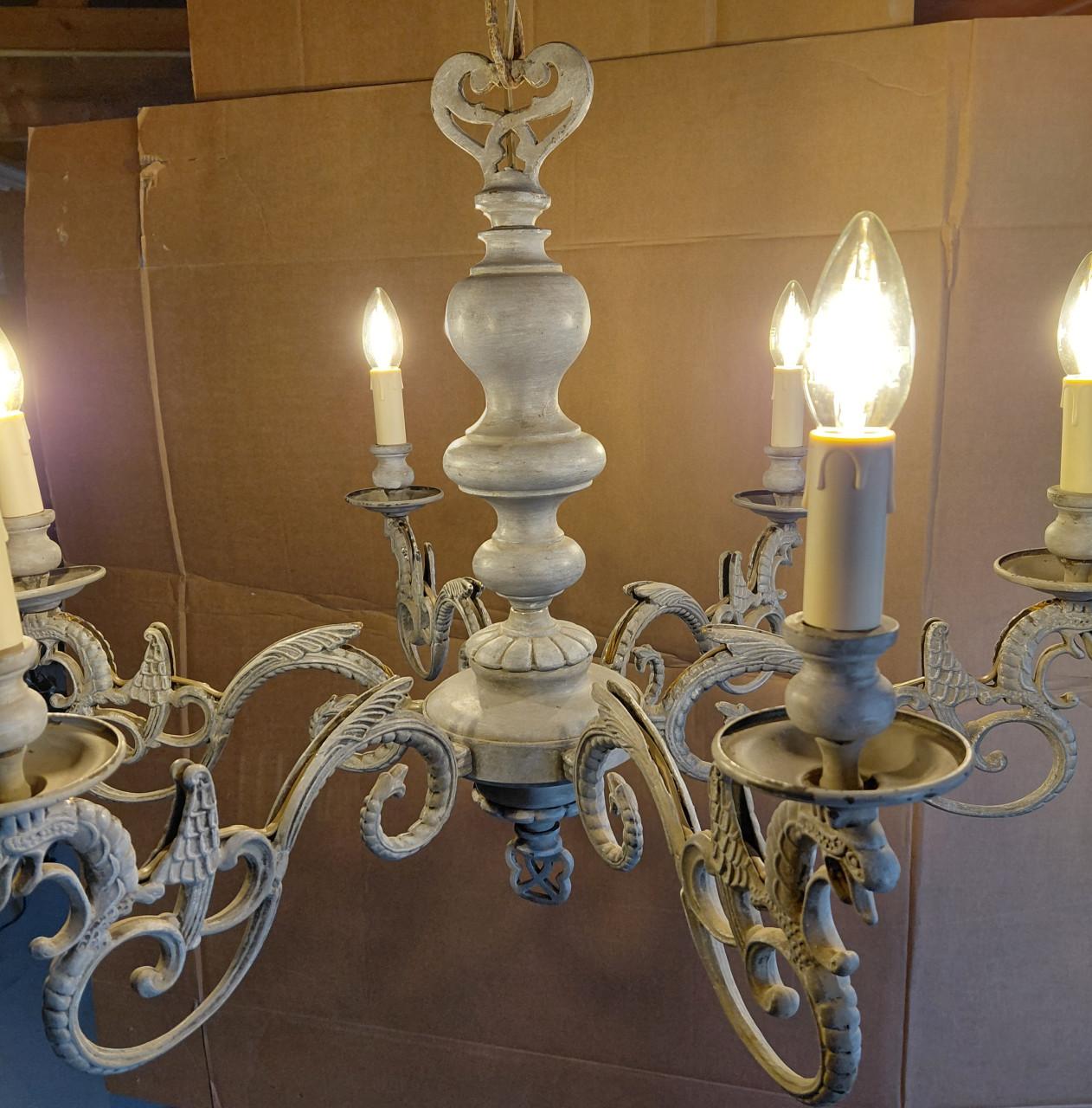 Vintage Kroonluchter met 6 Armen