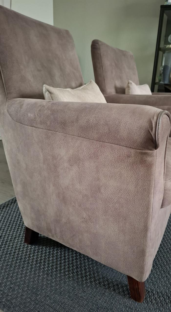 2 suède leer fauteuils
