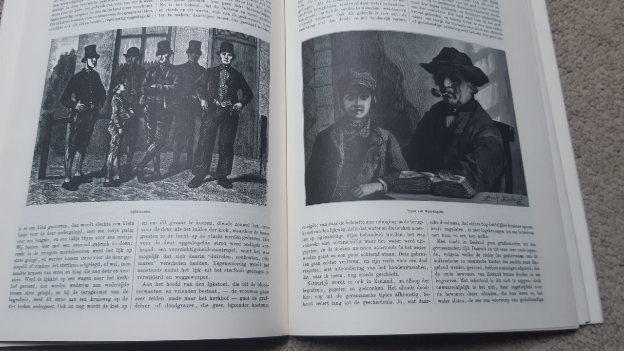 Zeeland houtgravure 1875 mannen in klederdracht