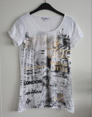 Wit  tshirt met print maat m