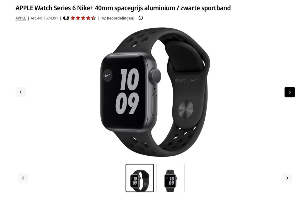 APPLE Watch Series 6 Nike+ 40mm spacegrijs aluminium