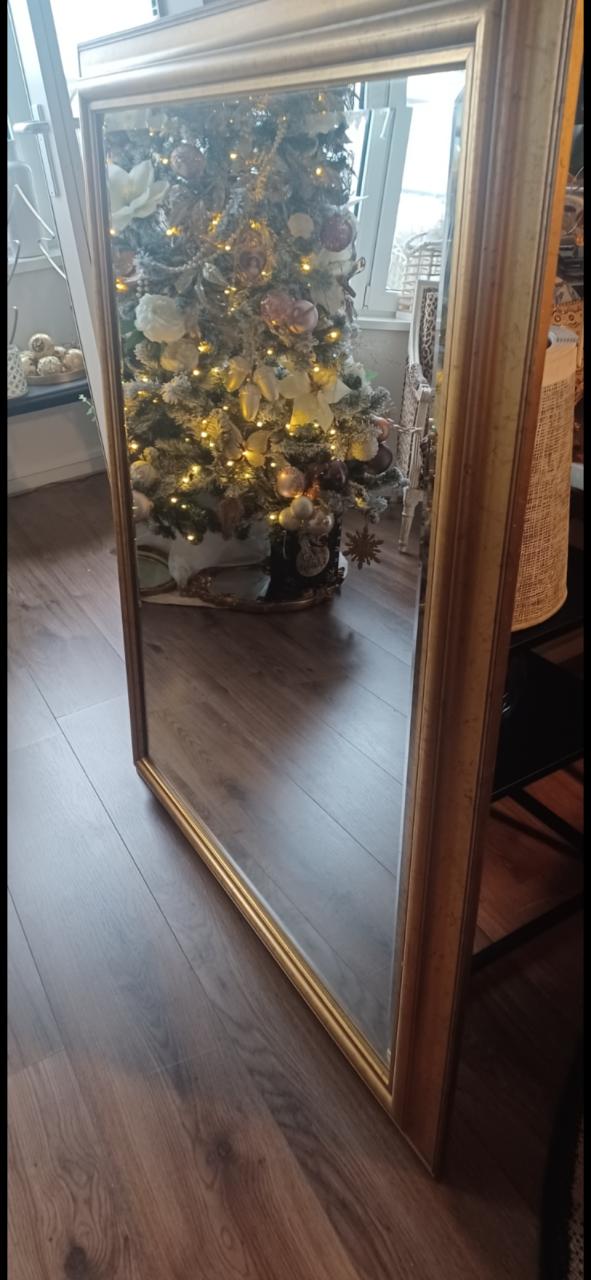 Grote Spiegel met goudkleurige lijst.