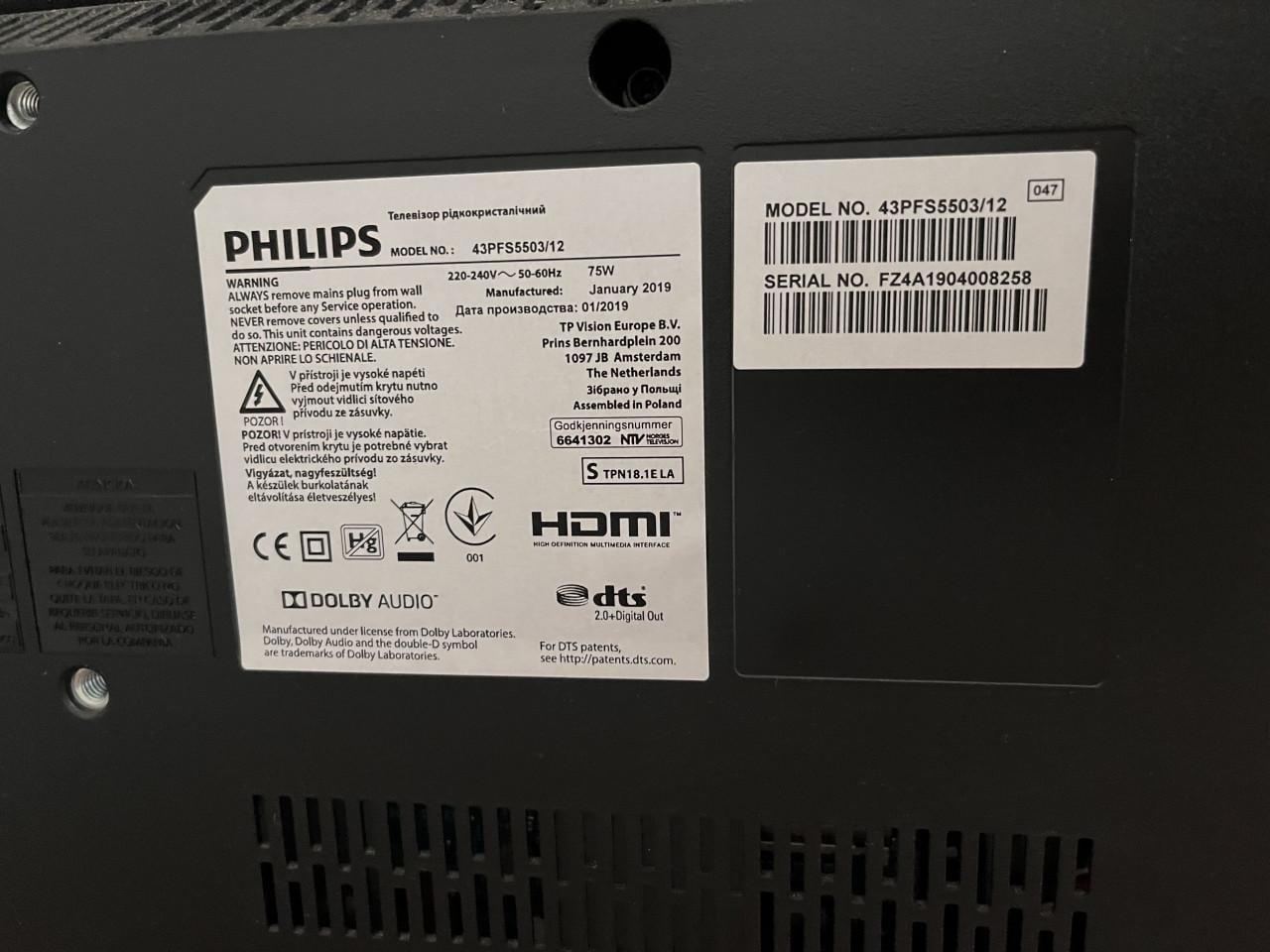 Philips 43 inch LCD TV (incl Chromecast)