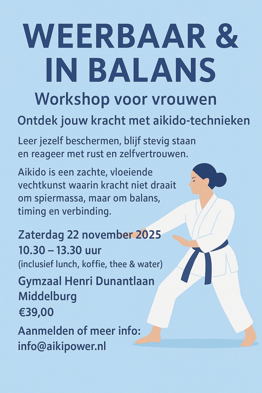 Wokrshop weerbaar - in balans voor vrouwen 22 november!