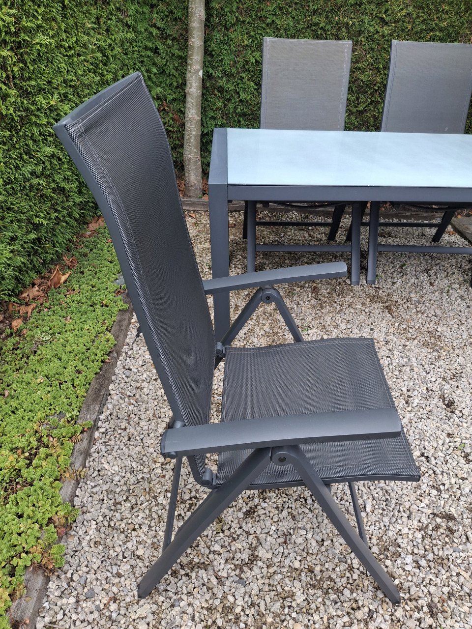 Aluminium tuinset met 4 stoelen