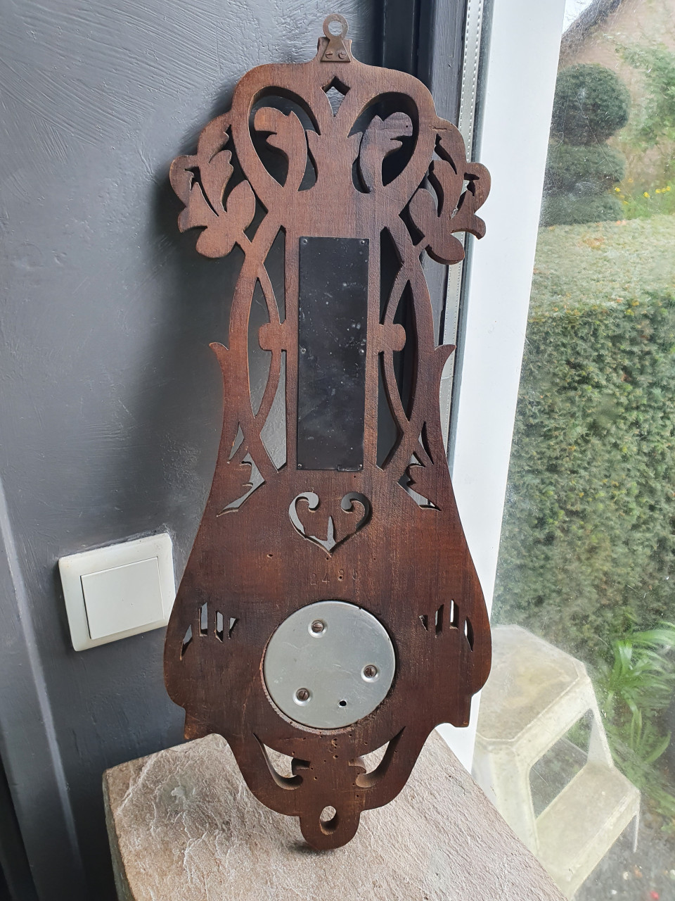 Prachtig groot werkend houten Jugendstil barometer met thermometer...