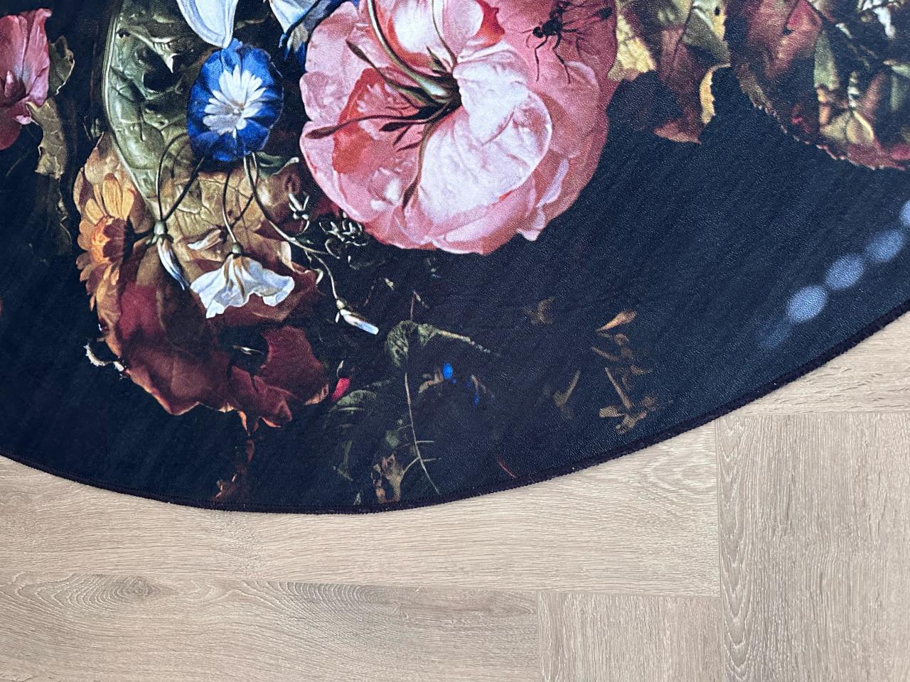 Rond vloerkleed met bloemenprint - Nieuwstaat