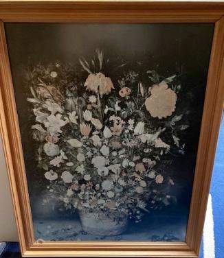 Grote blank houten lijst met matglazen plaat en poster Gustav Klimt