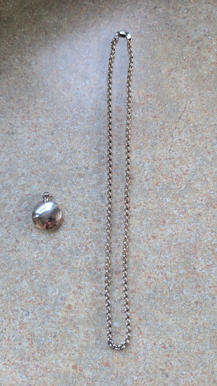 Zilveren Jasseron schakel ketting met hanger..