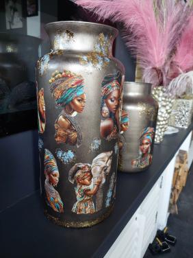 Nw Afrikaanse decoupage vaas nr.2