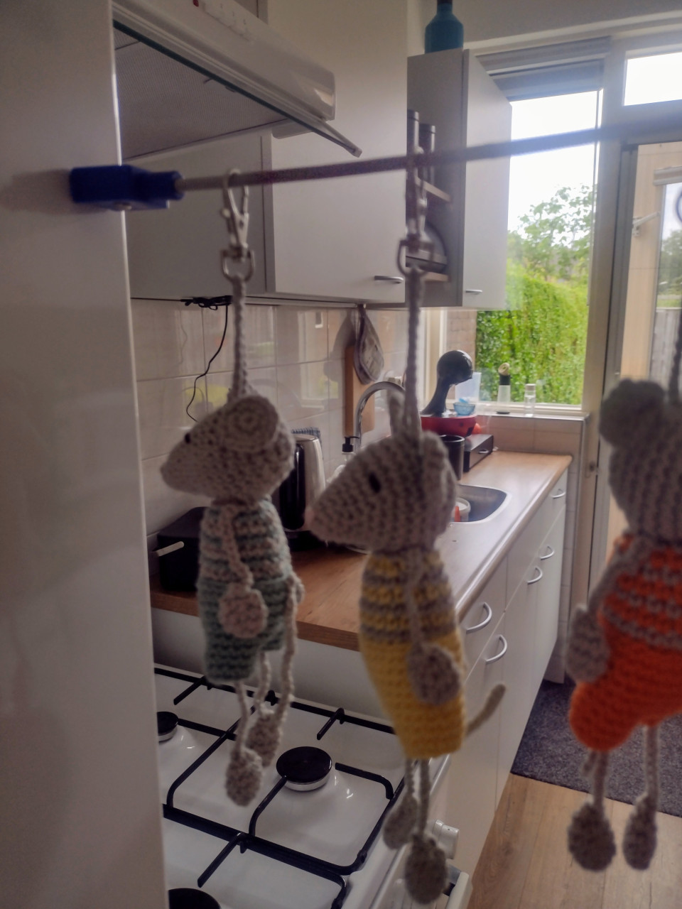 Gehaakte sleutel/tas hanger muis