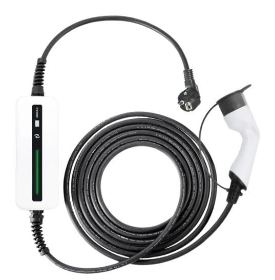 Besen Mobiele Lader Wit met LCD Type 2 naar Schuko