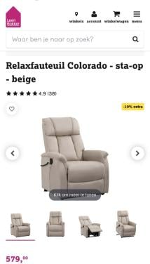 Relaxfauteuil (sta-op functie) in nieuwstaat en 2 stoeltjes in retro stijl