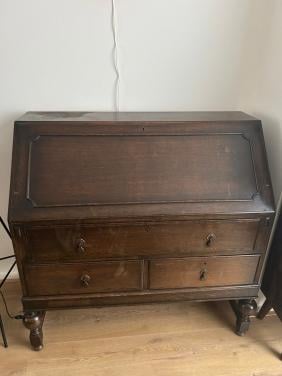 Karakteristieke Antieke Eiken Secretaire Kast