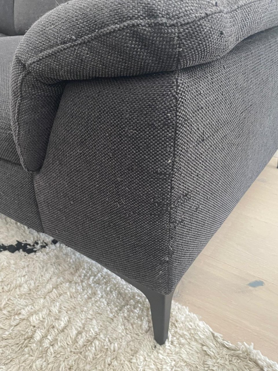Bankstel Zwart Stof - 2.5 zit + 2 zit (met beschadiging door katten)