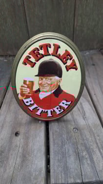 Bierkraan schild, tetley bitter, metaal