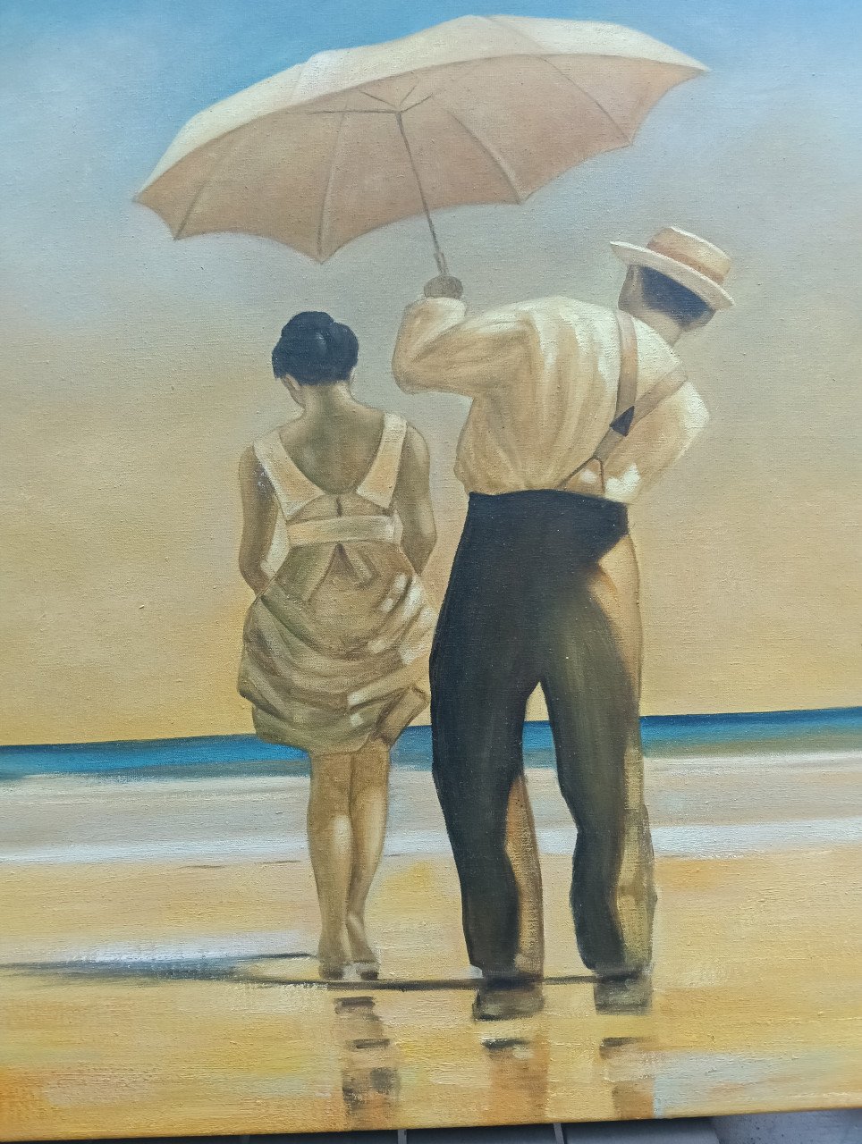 Fraai schilderij "Mad Dogs" van Jack Vettriano in zgstaat!