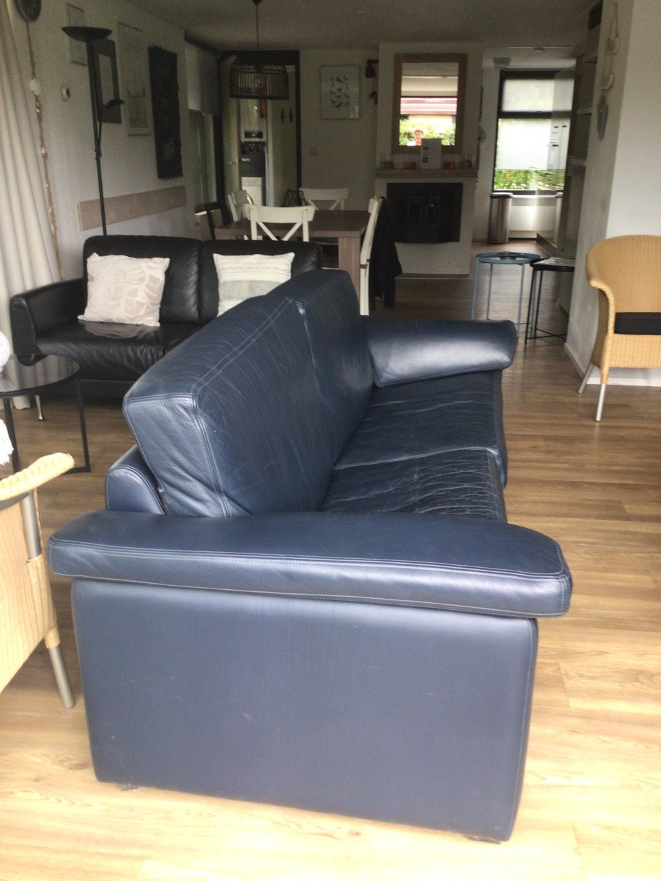 Blauw leren bank
