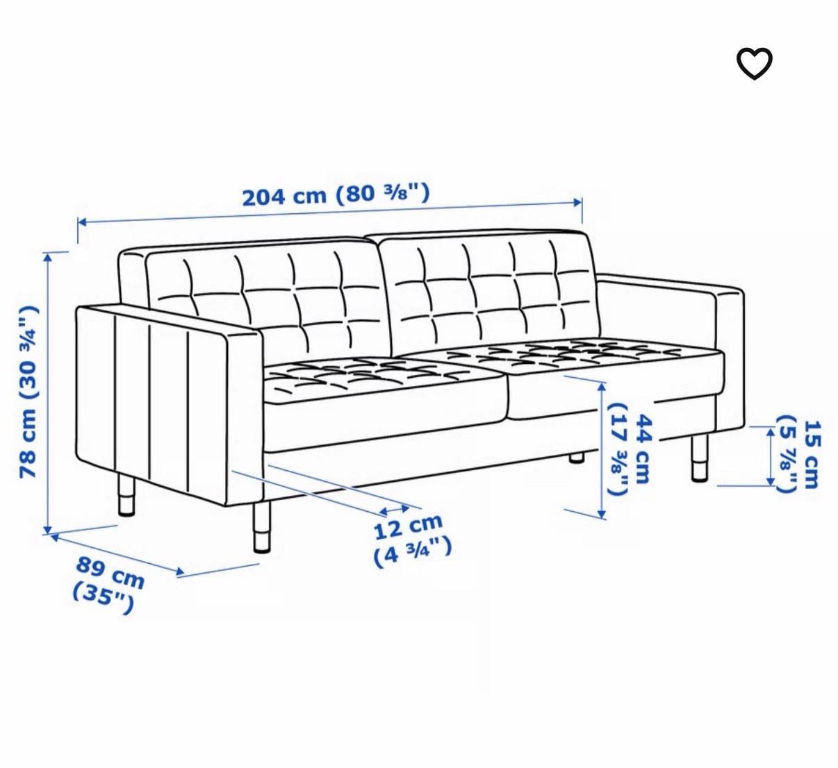 IKEA Landskrona driepersoonsbank - Zwart leer
