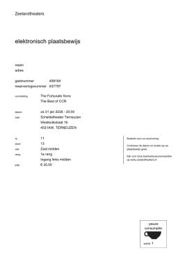 Wegens omstandigheden te koop 2 tickets,The Fortunate Sons The Best of CCR