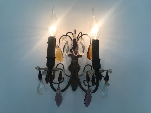 Antieke wandlampen,brons