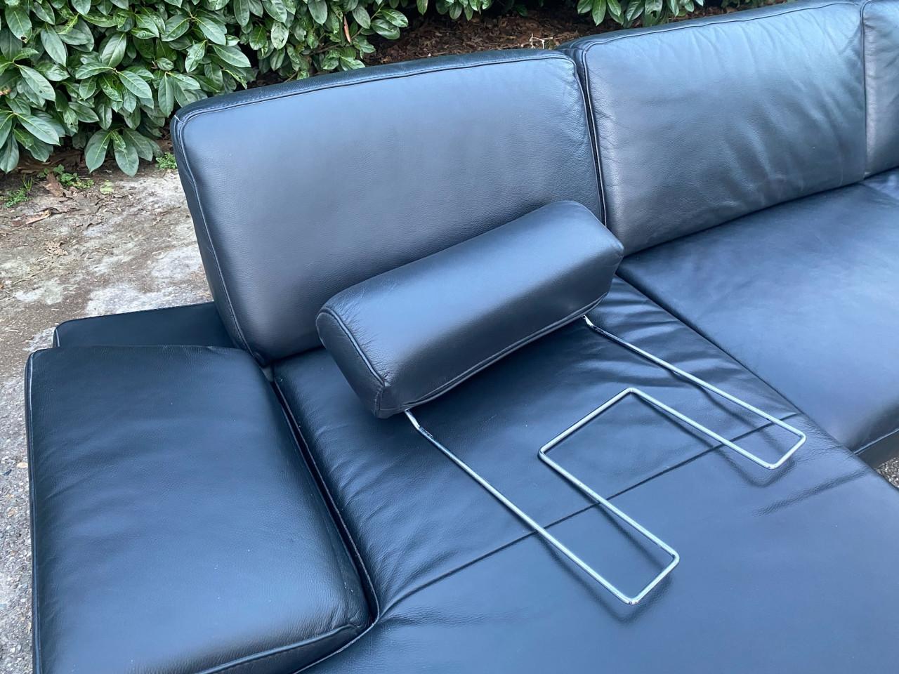 Henders & Hazel Zwarte Hoekbank –Echt Leer – Gratis Levering NL