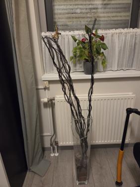 Glazen vaas 70 cm hoog met sierverlichting