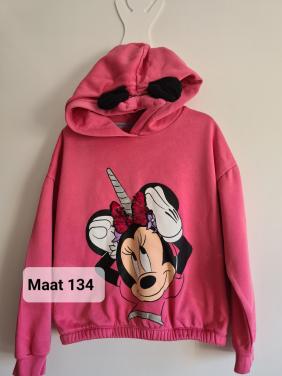 Fuchsia roze Minnie Mouse Disney hoodie sweater Maat 134