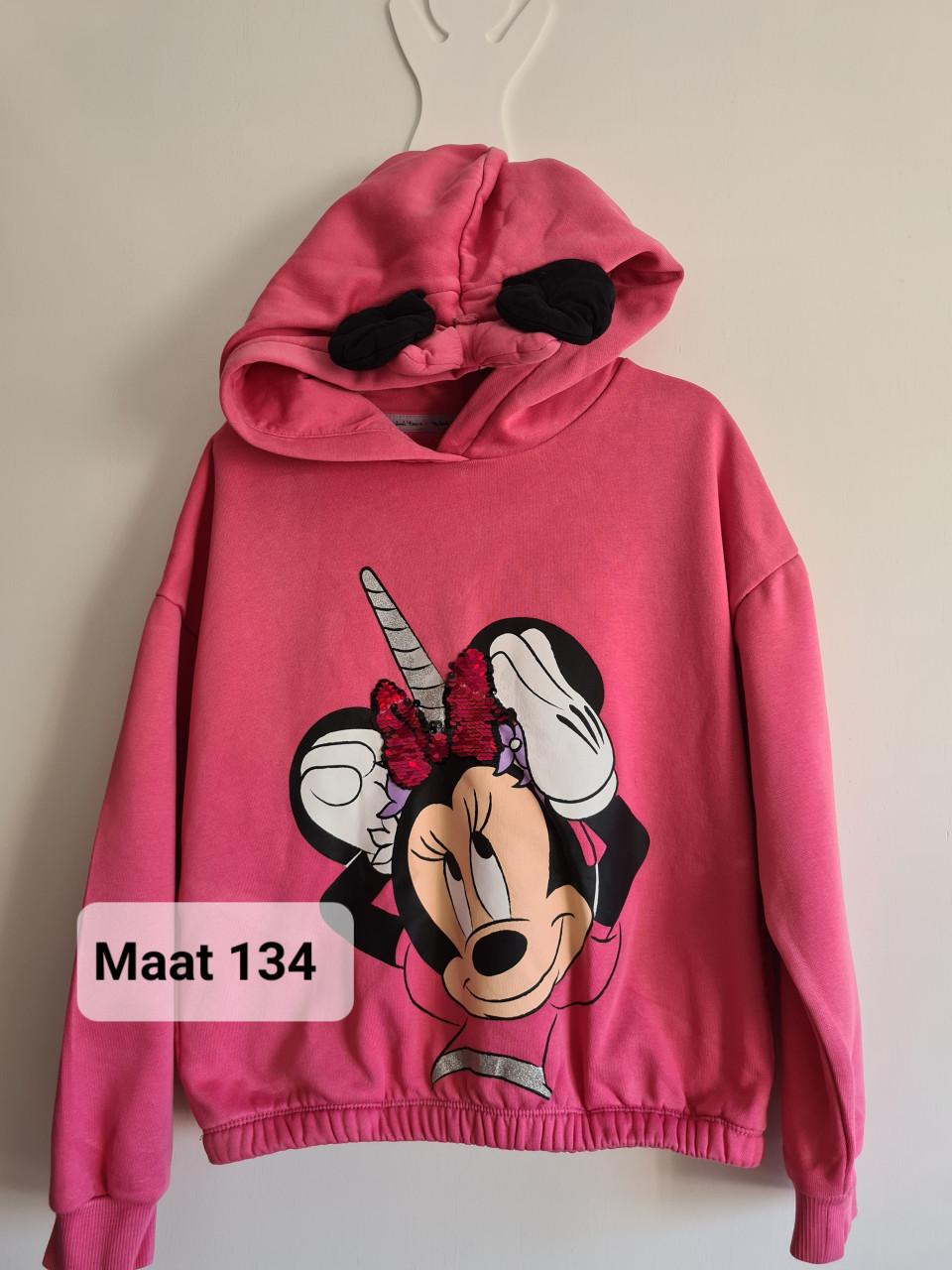 Fuchsia roze Minnie Mouse Disney hoodie sweater Maat 134