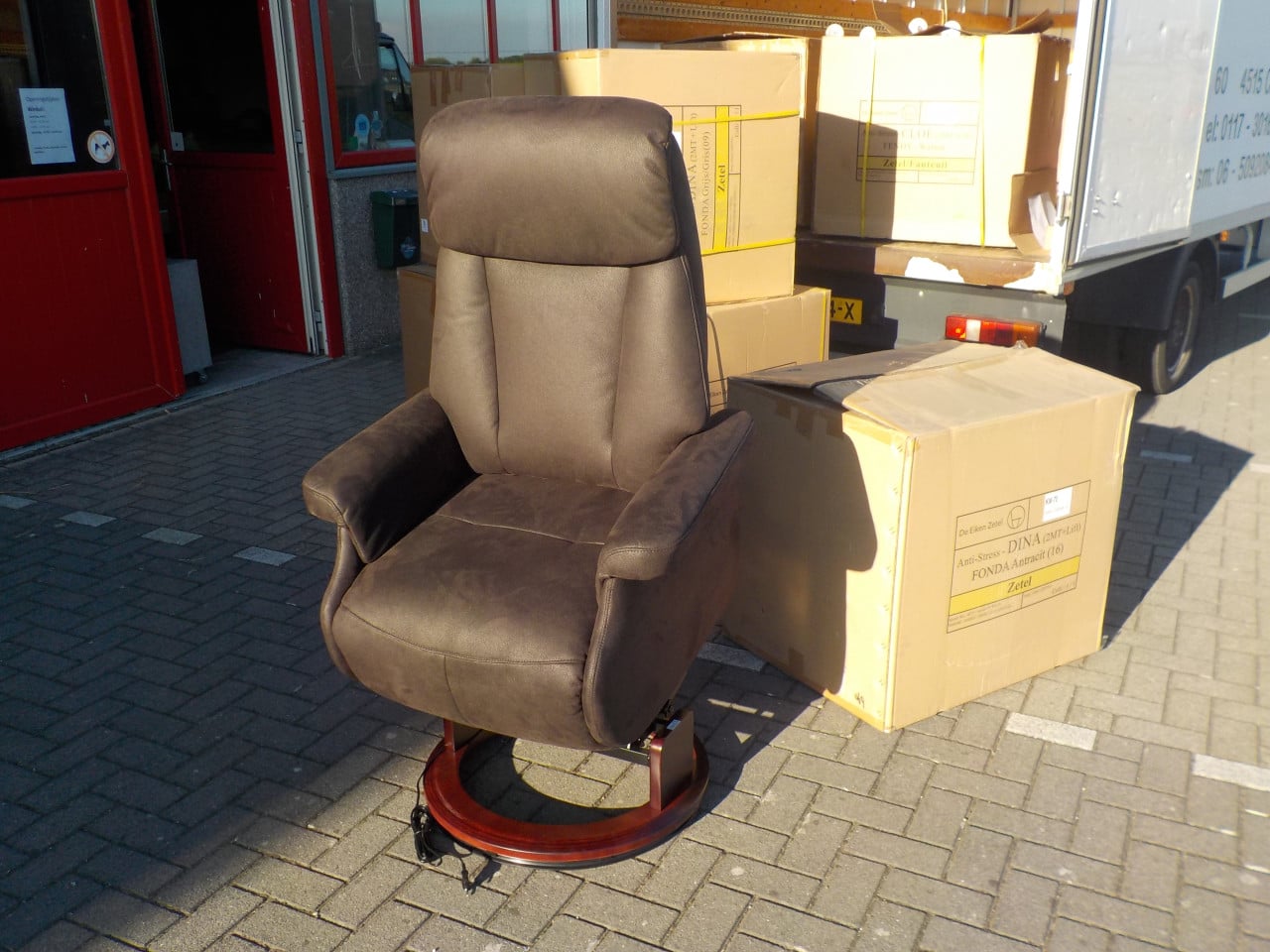 Nieuwe elektrische  stoffen sta-op relax fauteuil op draaivoet 2 motoren