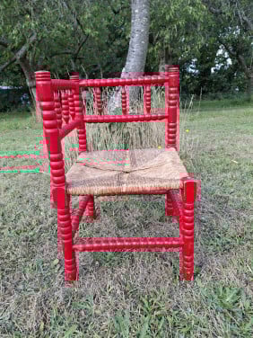 Robbin hoekstoel met rattan zitting