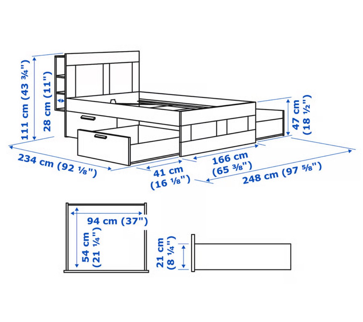 Brimnes bed met 4 lades - Ikea
