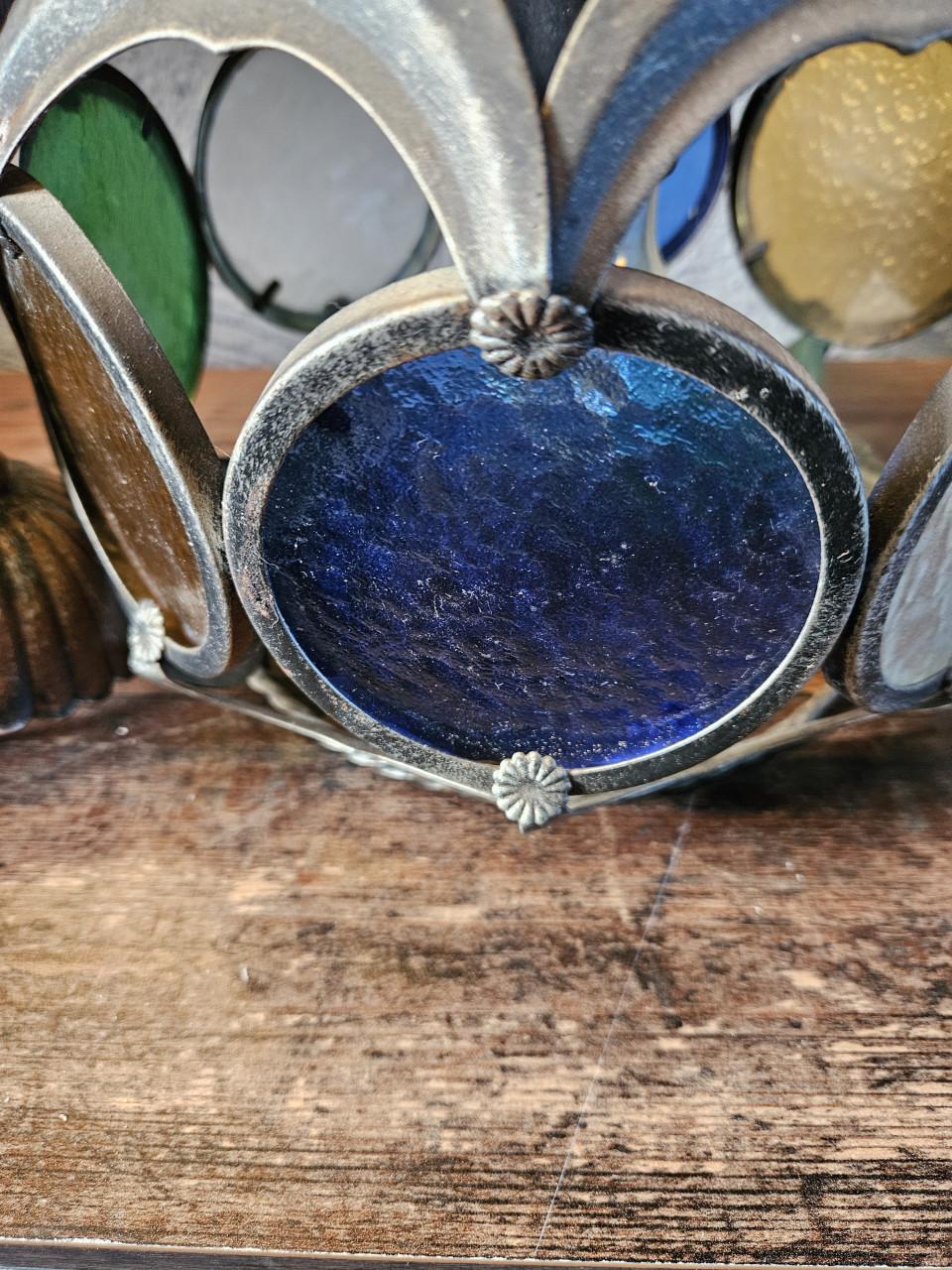 Vintage Hanglamp met Gekleurd Glas in lood - Oosters Design