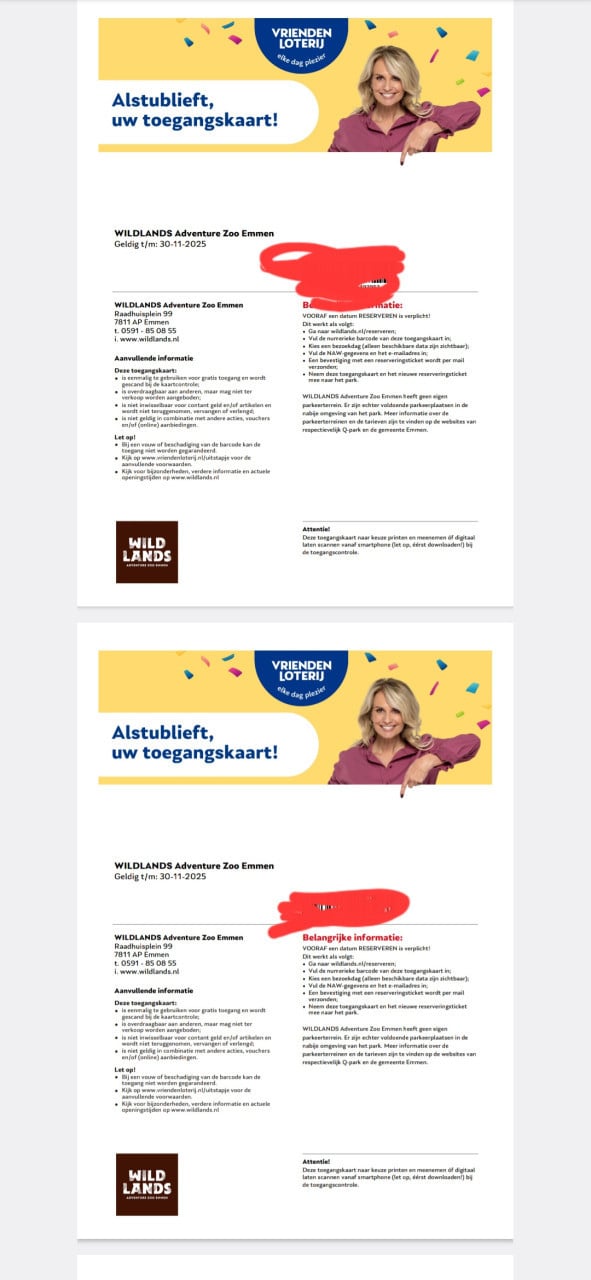 4 tickets wildlands zoo emmen