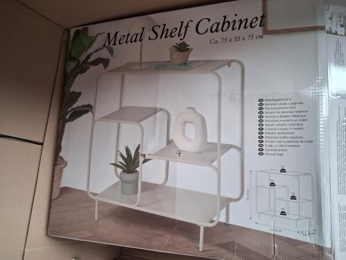 Nieuwe metalen open kast 75 cm – wit – vakkenkast