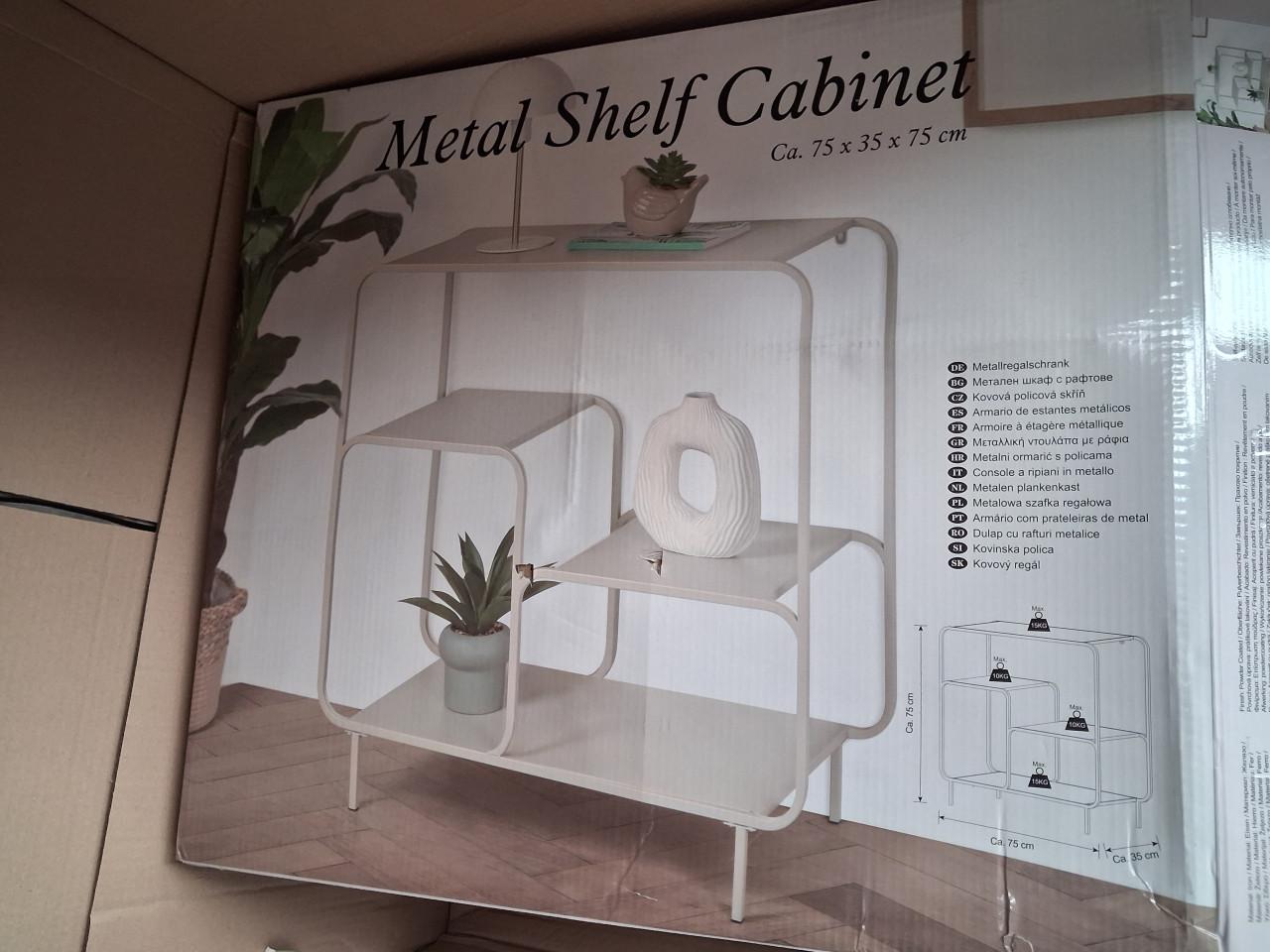 Nieuwe metalen open kast 75 cm – wit – vakkenkast