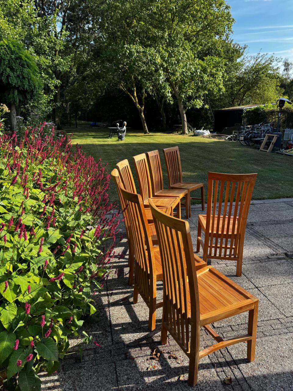 Massief Teak Eetkamer Stoelen (8 stuks)