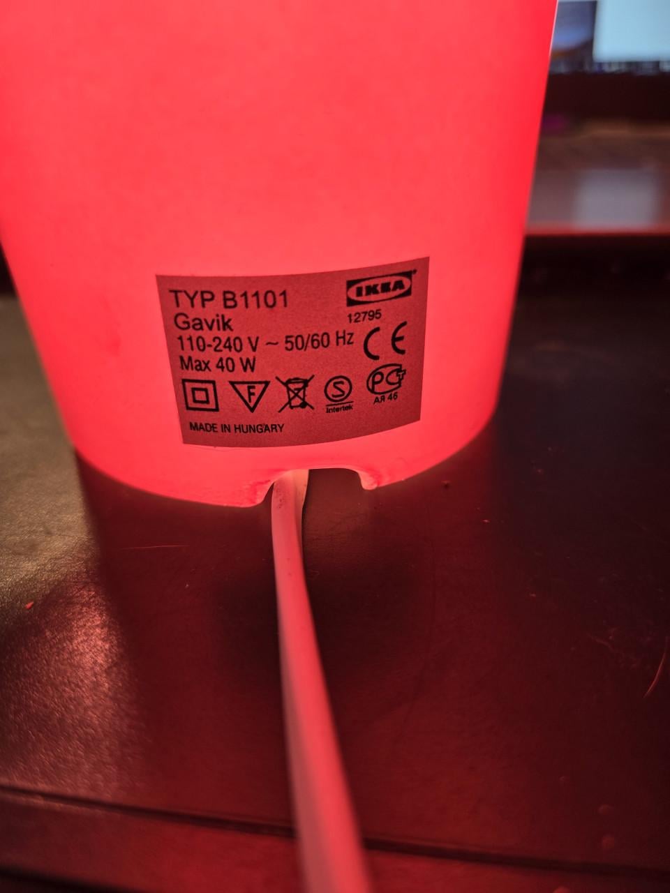 IKEA Gavik vintage roze paddenstoellamp van glas  Afm:20,5 x 18 x 18 cm.