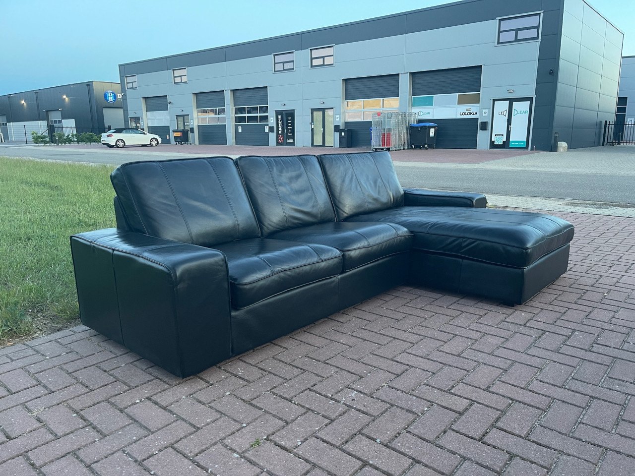 GRATIS LEVERING HEEL NL Mooie Zwarte Echt Leer Hoekbank