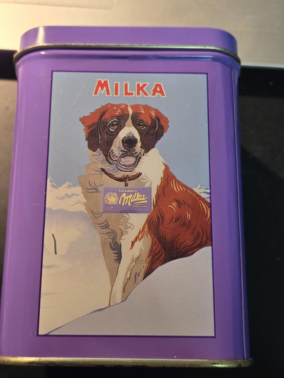 Vintage Milka Naps tinnen blik uit de Letzte neuheit serie,