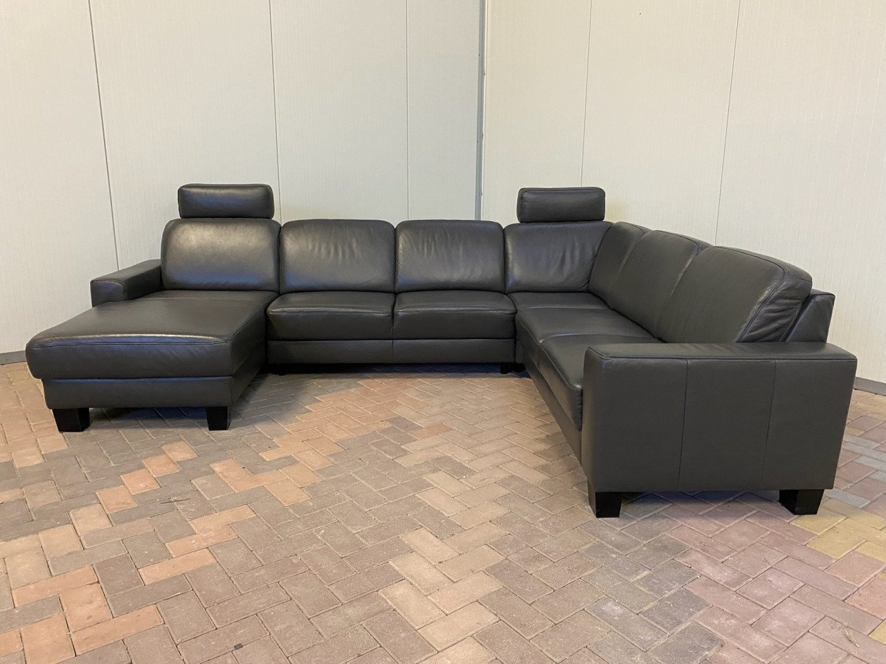 GRATIS LEVERING HEEL NL Mooi Echt Leer Zwart U-Bankstel