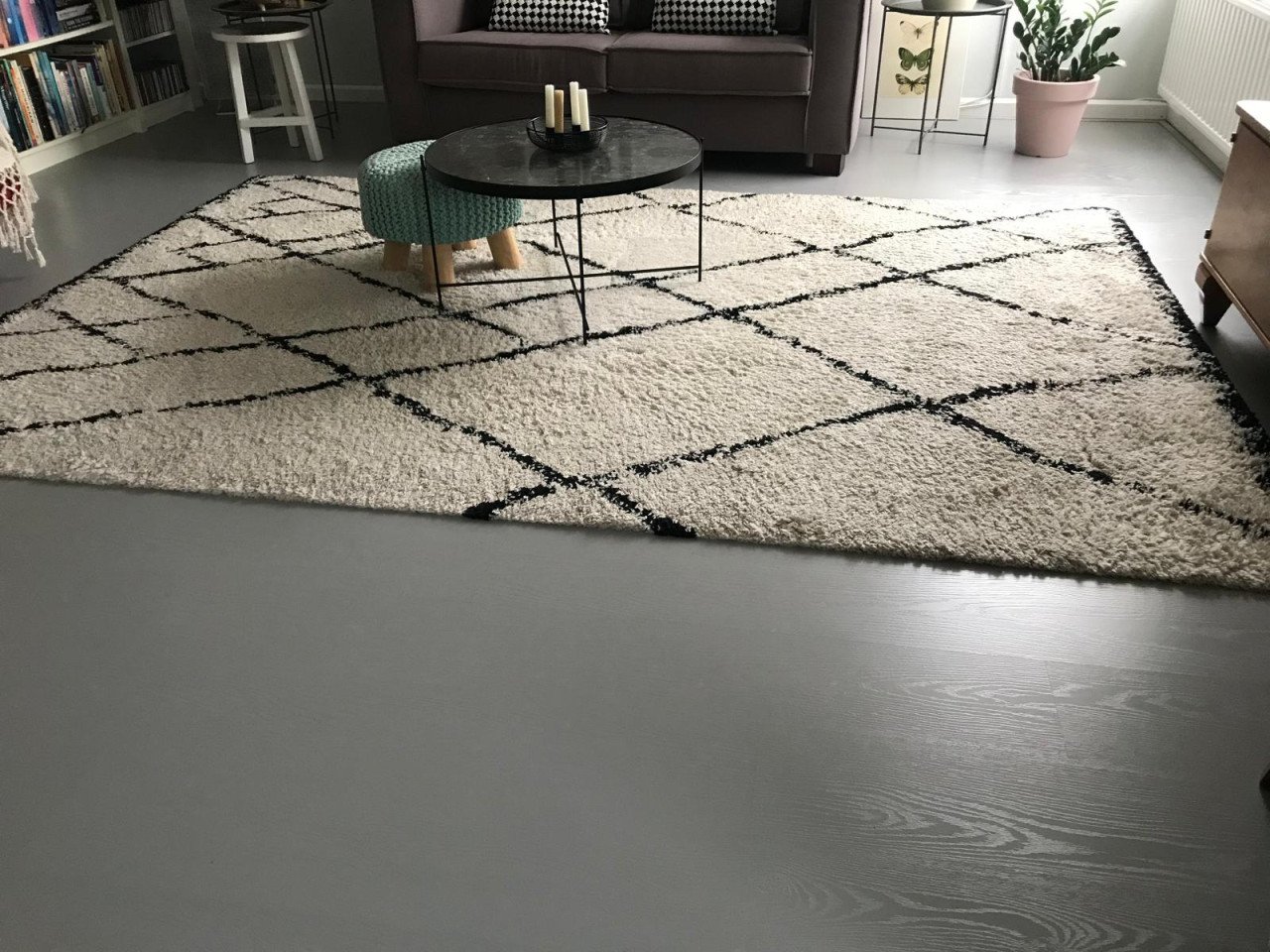 Wit / zwart vloerkleed