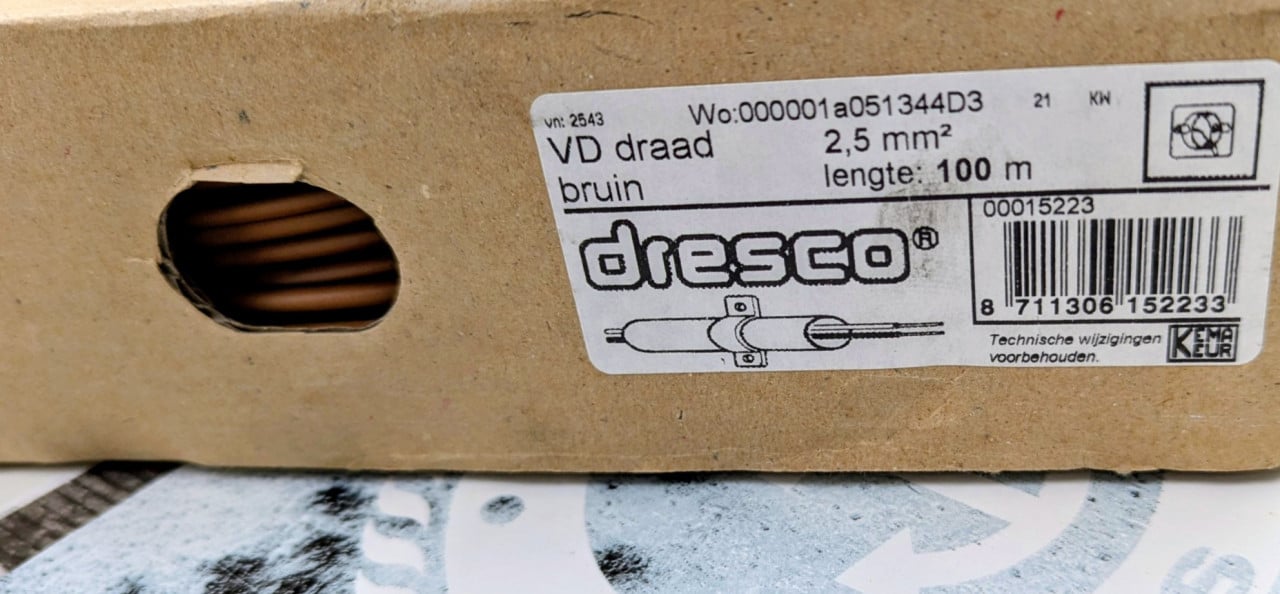 Installatiedraad 2.5mm nieuw.