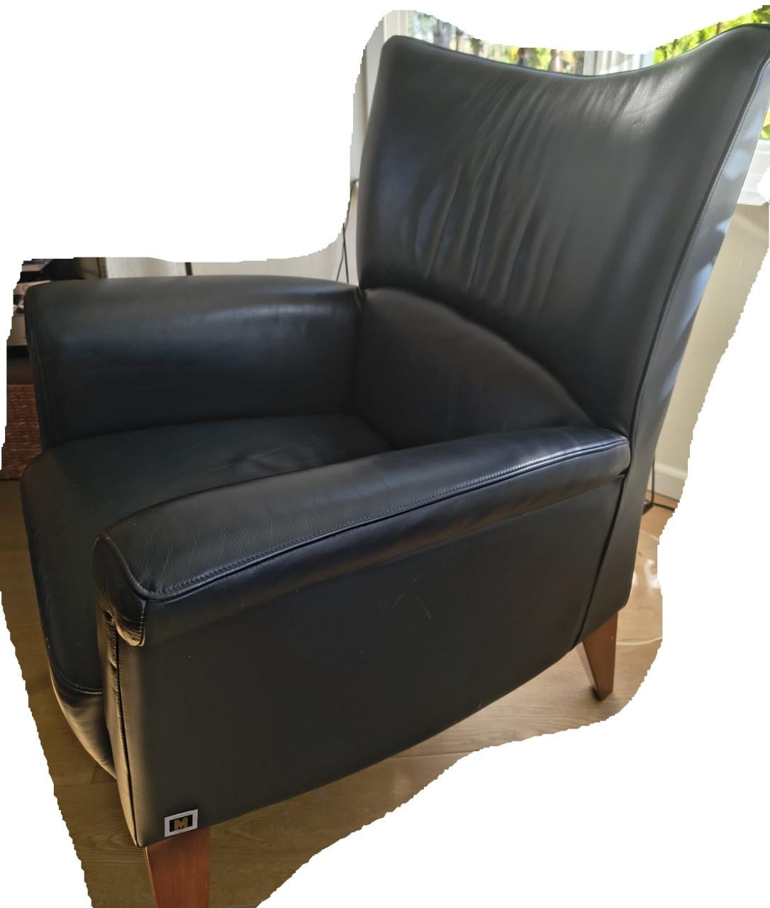 Vintage Leren Fauteuil Blauw