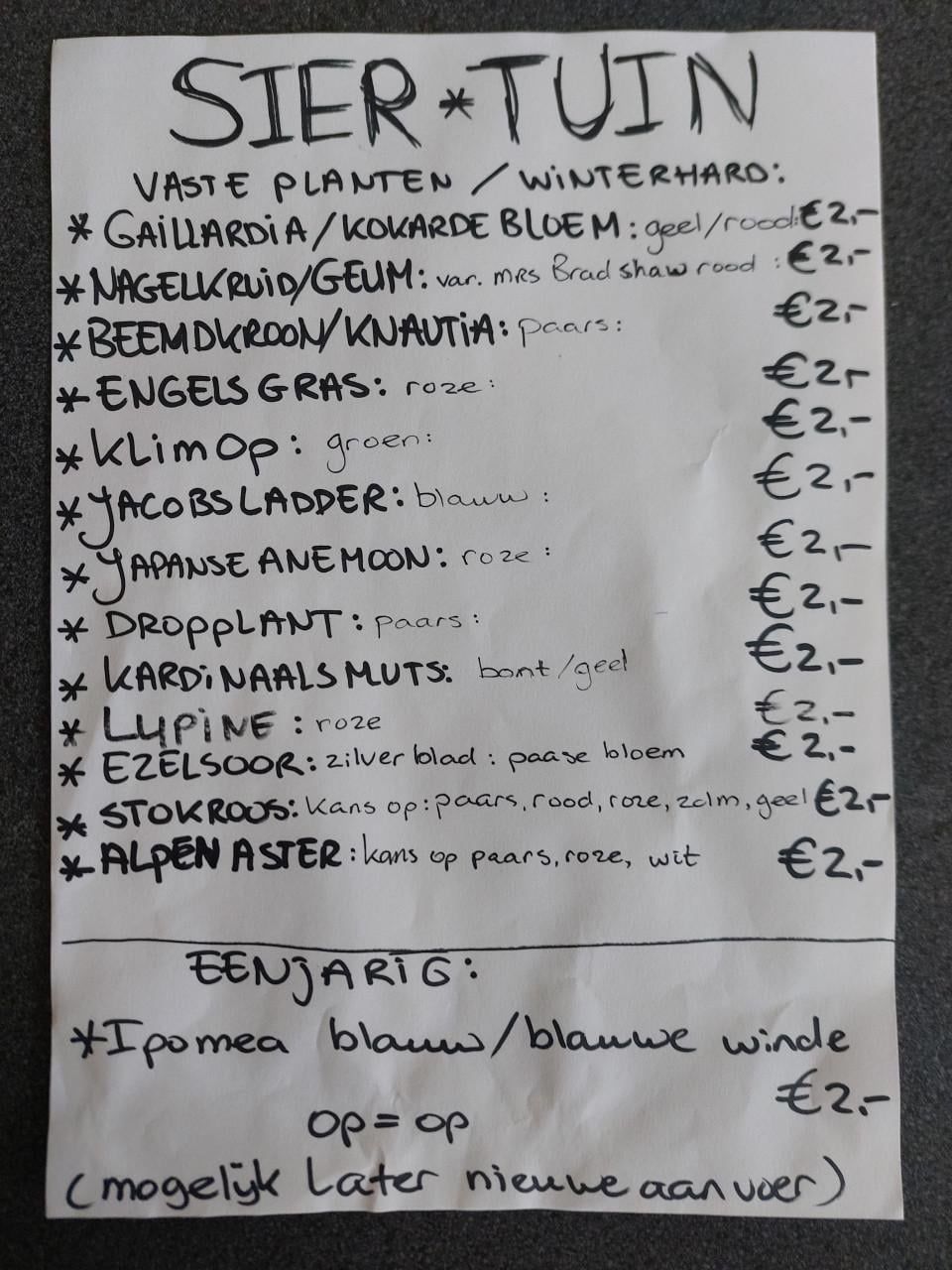 Te koop: SIERTUIN + MOESTUIN PLANTEN BIJ DE VOORDEUR