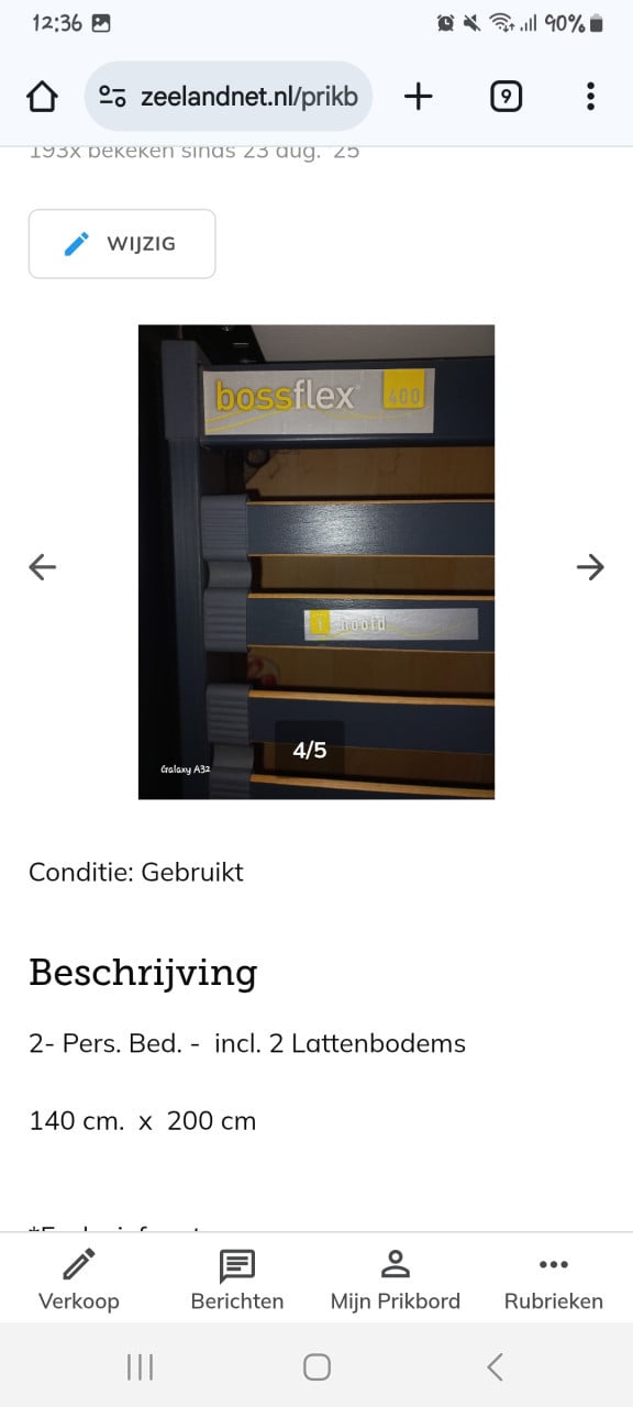 2-Peraoons Bed. -  Wit. -  Incl. Lattenbodems 2 x