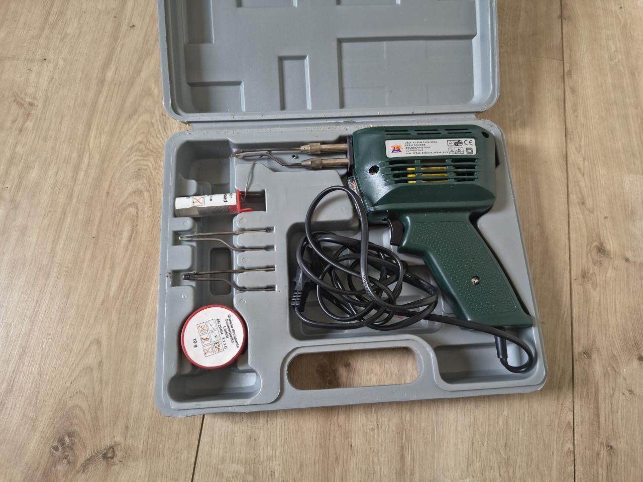Topcraft soldeerpistool, soldeerbout met toebehoren, koffer.